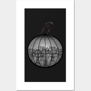 Spooky Forest Pumpkin Pattern (Black) Posters and Art